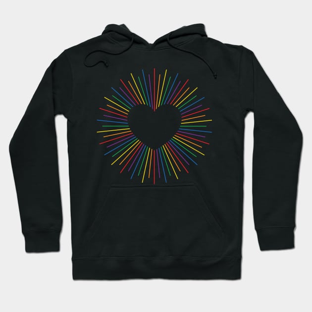 Gay Pride Radial Heart Hoodie by lavenderhearts